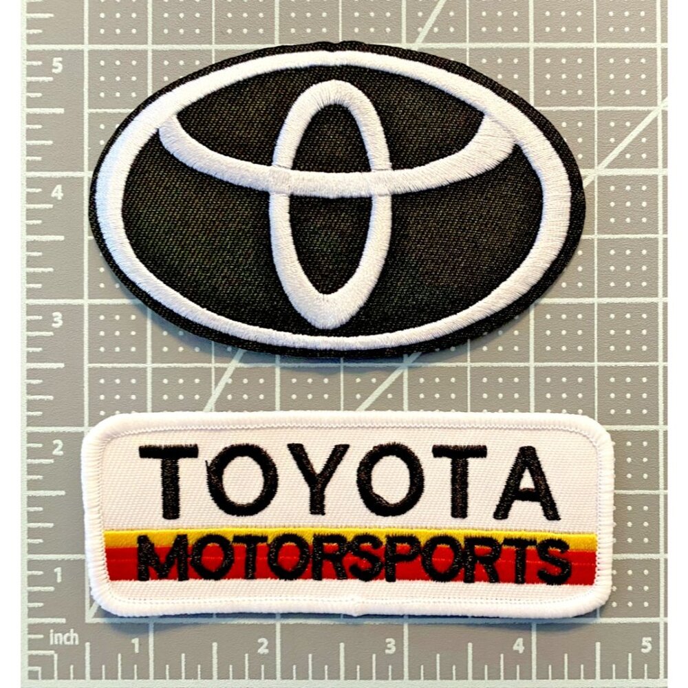 (2) Lot Toyota Logo + White Motorsports Racing Truck Car 4in Patch Iron / Sew-On